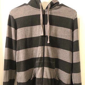 Forever 21 Women's Black/Grey Striped Hoodie in Size Medium